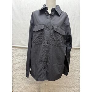 Faith Connexion Button Up‎ Shirt Mens Medium Grey Long Sleeve Double Pocket